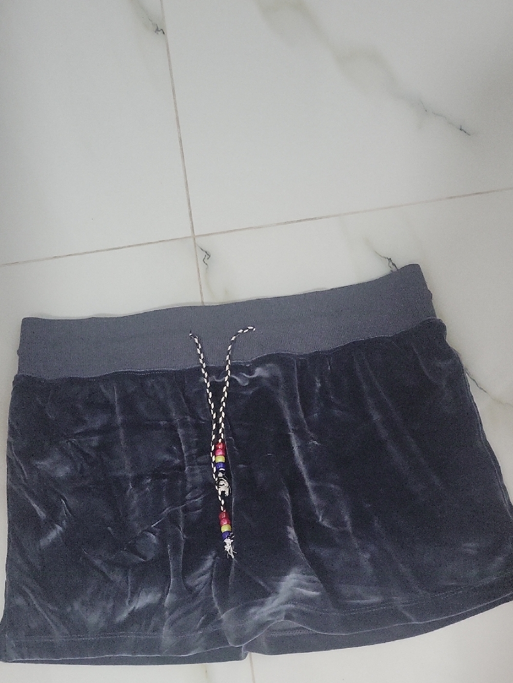 NATURAL LIFE Make It Happen Ribbed Velour Skirt in Navy